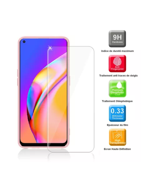 Oppo A94 Coque Liquid Silicone + Verre Trempé 9H - Rose | Ibroz