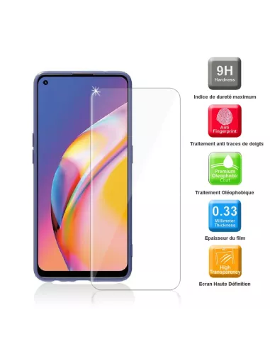 Oppo A94 Liquid Silicone Case + 9H Tempered Glass - Blue | Ibroz