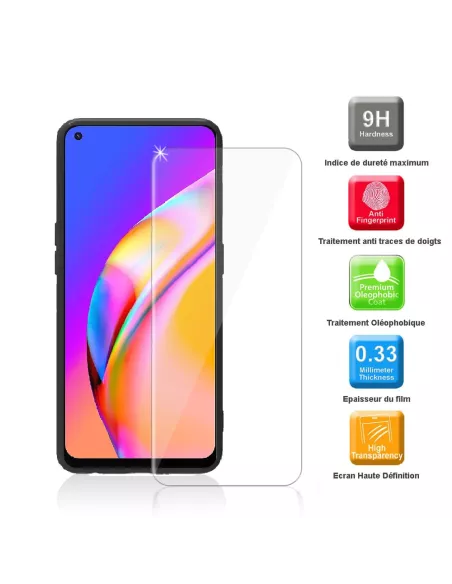 Oppo A94 Liquid Silicone Case + 9H Tempered Glass - Black | Ibroz