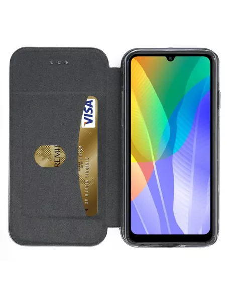 Huawei Y6P (2020) Etui Cuir Folio Clam - Bleu cosmos | Ibroz
