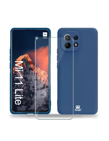 Xiaomi Mi 11 Lite Liquid Silicone Cover Soft Touch blue + Tre...