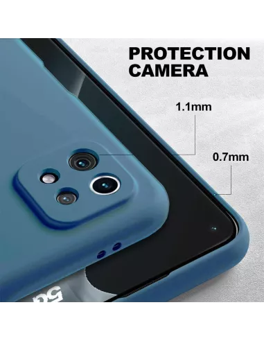 Xiaomi Mi 11 Lite Coque Liquid Silicone Soft Touch bleu + Verre Tre...