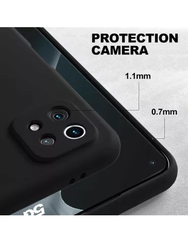 Xiaomi Mi 11 Lite Coque Liquid Silicone Soft Touch noir + Verre Tre...