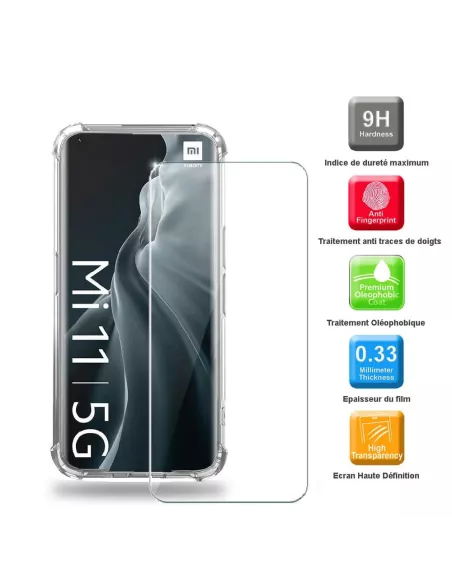 Xiaomi Mi 11 Pack Shockproof case + 9H screen protector - Transpare...