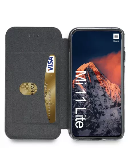 Xiaomi Mi 11 Lite Etui Cuir Folio Clam + Verre Trempé 9H - Noir | I...