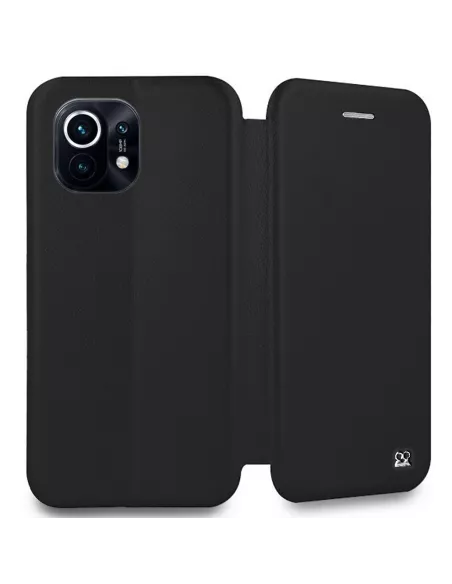 Xiaomi Mi 11 Lite Folio Clam Leather Case + 9H Tempered Glass - Black | I...