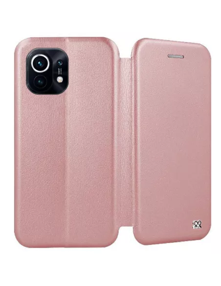 Xiaomi Mi 11 Lite Etui Cuir Folio Clam + Verre Trempé 9H - Rose Gol...