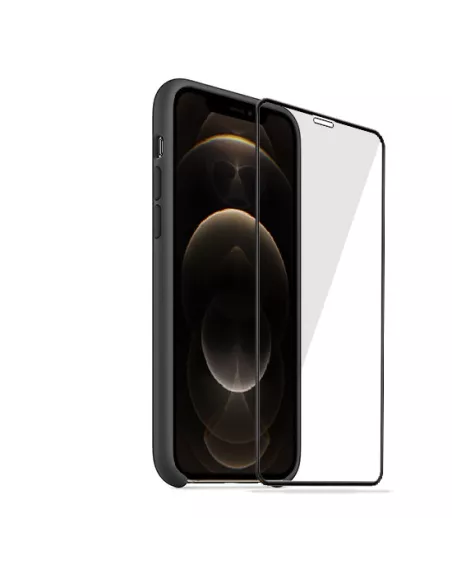 iPhone 12 Pro Max Coque Liquid Silicone + Verre trempé - Noir | Ibroz