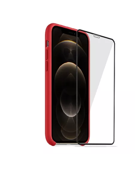 iPhone 12 Pro Max Liquid Silicone + Tempered Glass Case - Red | Ibroz