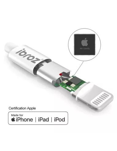 Câble MFI iPhone, iPad, AirPod, Lightning vers USB type C - 2 Mètre...