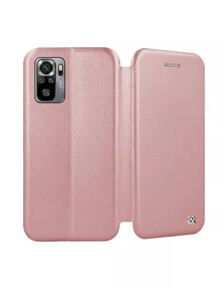 Xiaomi Redmi Note 10s Etui Cuir Folio Clam + Verre Trempé 9H - Rose...