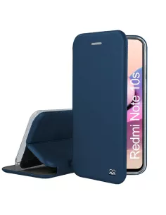 Xiaomi Redmi Note 10s Etui Cuir Folio Clam + Verre Trempé 9H - Bleu...