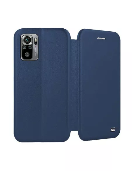 Xiaomi Redmi Note 10s Etui Cuir Folio Clam + Verre Trempé 9H - Bleu...