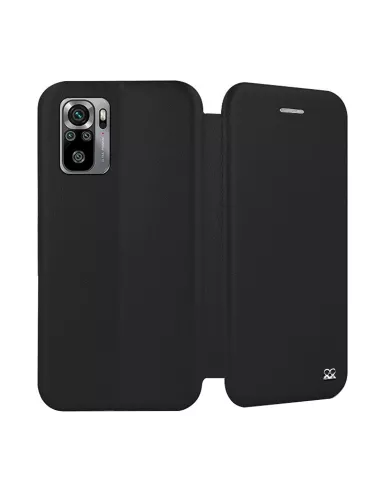 Xiaomi Redmi Note 10s Etui Cuir Folio Clam + Verre Trempé 9H - Noir...