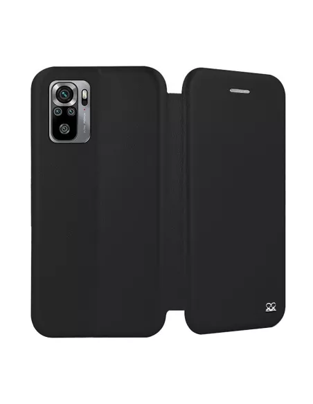 Xiaomi Redmi Note 10s Folio Clam Leather Case + 9H Tempered Glass - Black...