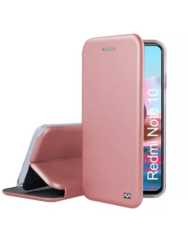 Xiaomi Redmi Note 10 Etui Cuir Folio Clam + Verre Trempé 9H - Rose ...