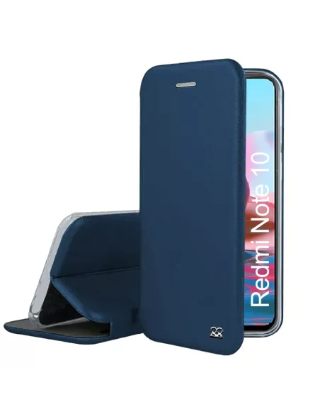 Xiaomi Redmi Note 10 Etui Cuir Folio Clam + Verre Trempé 9H - Bleu ...