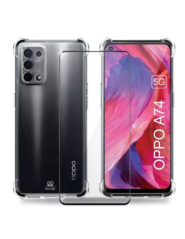 Oppo A74 Pack Coque antichocs + Protection écran 9H - Transparent |...