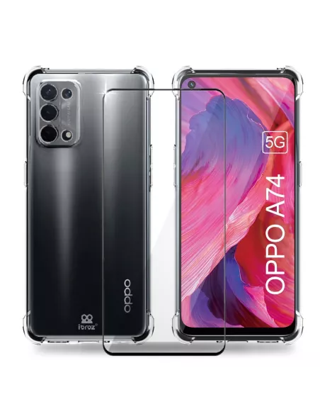 Oppo A74 Pack Shockproof case + 9H screen protector - Transparent |...