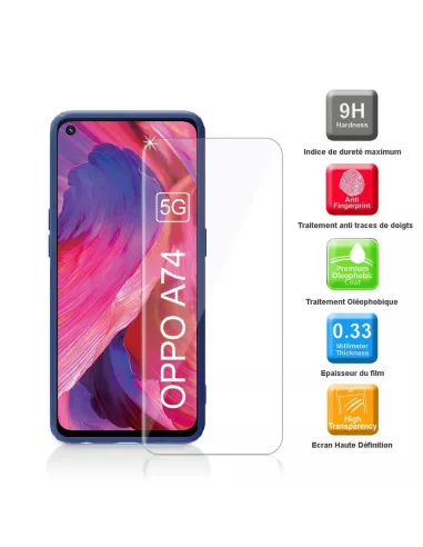 Oppo A74 Coque Liquid Silicone + Verre Trempé 9H - Bleu Cosmos | Ibroz