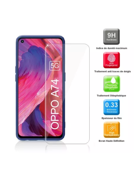 Oppo A74 Coque Liquid Silicone + Verre Trempé 9H - Bleu Cosmos | Ibroz