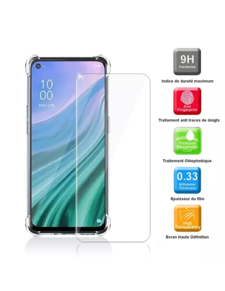 Oppo A54 Pack Shockproof case + 9H screen protector - Transparent |...
