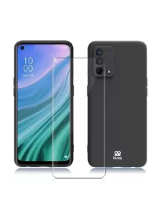 Oppo A54 Coque Liquid Silicone + Verre Trempé 9H - Noir | Ibroz