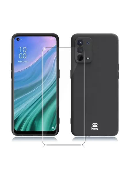 Oppo A54 Coque Liquid Silicone + Verre Trempé 9H - Noir | Ibroz