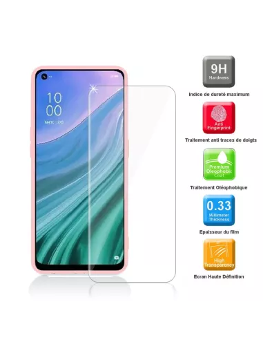 Oppo A54 Liquid Silicone Case + 9H Tempered Glass - Pink | Ibroz