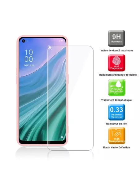 Oppo A54 Liquid Silicone Case + 9H Tempered Glass - Pink | Ibroz