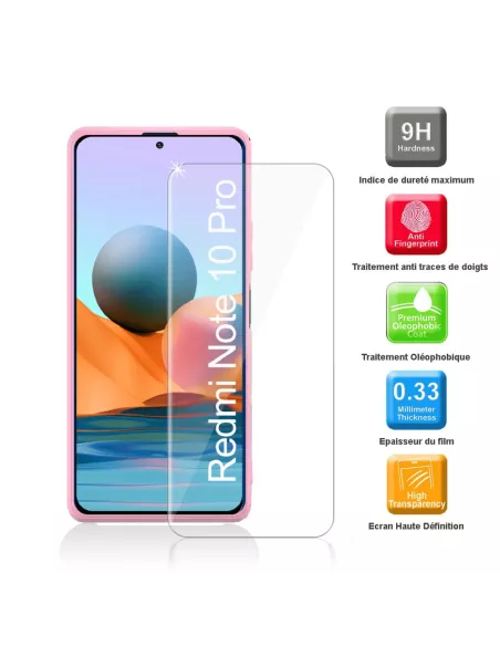 Xiaomi Redmi Note 10 PRO Coque Liquid Silicone Soft Touch rose + Ve...