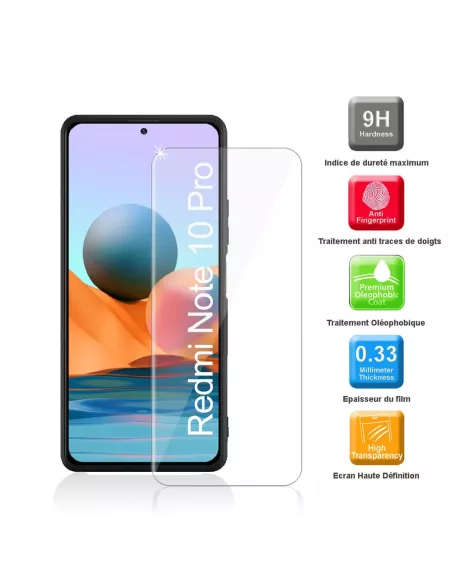 Xiaomi Redmi Note 10 PRO Coque Liquid Silicone Soft Touch noir + Ve...