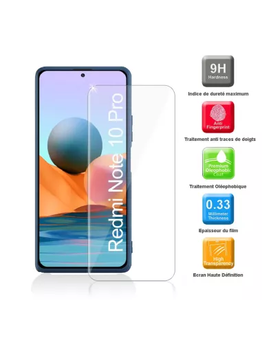 Xiaomi Redmi Note 10 PRO Coque Liquid Silicone Soft Touch bleu + Ve...