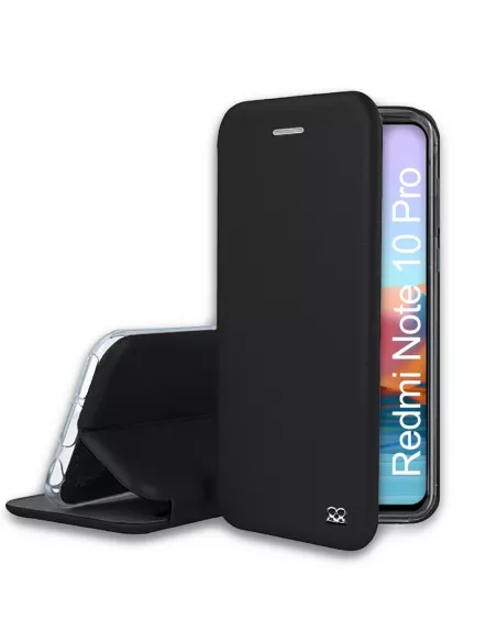Xiaomi Redmi Note 10 Pro Etui Cuir Folio Clam + Verre Trempé 9H - N...