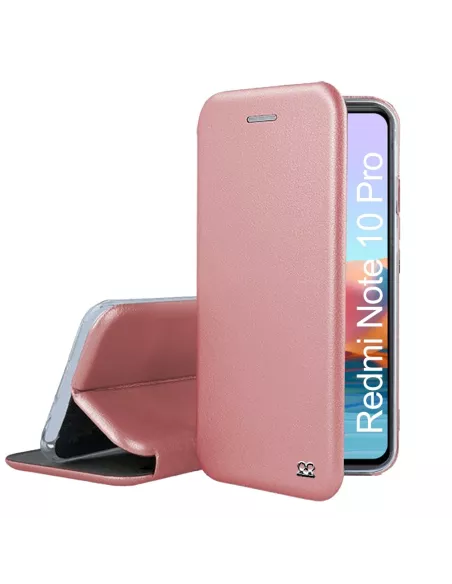Xiaomi Redmi Note 10 Pro Folio Clam Leather Case + 9H Tempered Glass - R...