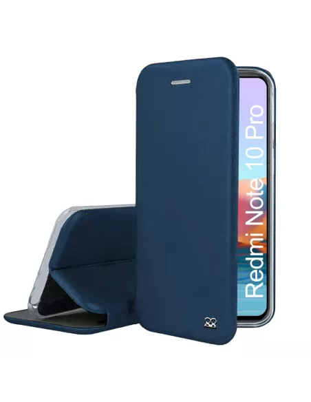 Xiaomi Redmi Note 10 Pro Etui Cuir Folio Clam + Verre Trempé 9H - B...