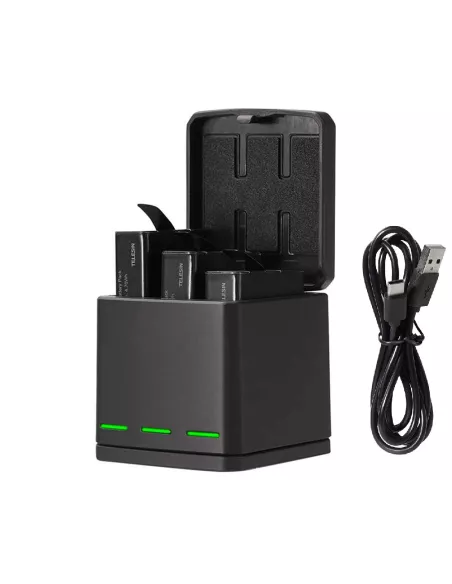 Boîtier chargeur 3 batteries pour GoPro Hero 5/6/7/8 | Ibroz