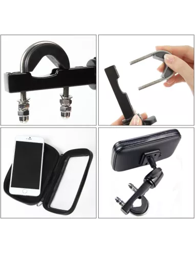 Universal smartphone mount for motorcycles, bikes and mountain bikes on handlebars (bar...