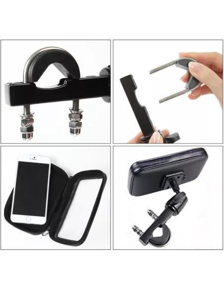 Universal smartphone mount for motorcycles, bikes and mountain bikes on handlebars (bar...